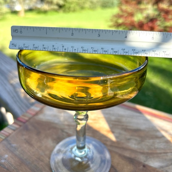 Vintage Set of 2 Hand Blown Mexican Red/yellow Margarita Glasses Barware - Picture 5 of 11